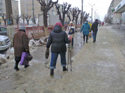 Распутица в Камышине сделала малопроходимыми тротуары, по дорогам разлились озера талой воды