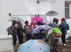 В Камышине третьеклассников, промокших под дождем и снегом, заставили стоять под дверьми школы №8 на порожках и ждать учителя (ВИДЕО)