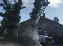 Власти Камышина отправили вышку разбирать завалы, устроенные ветром 