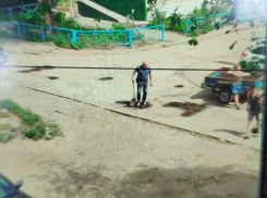 В Камышине жители купили прицеп асфальтовой крошки, чтобы самостоятельно залатать самые глубокие ямы на дороге
