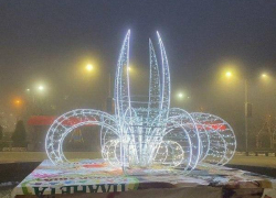 В Камышине в преддверии Нового года на улице Ленина установили и зажгли световую "лилию"