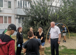 Спикер Камышинской городской думы и кандидат в депутаты Владимир Пономарев в предвыборную кампанию вывел "отряд" на покраску детских площадок