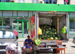 На центральных улицах Камышина начали торговать арбузами