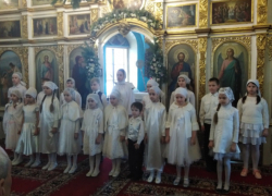 В Никольском соборе Камышина перед алтарем Рождественские песнопения исполнил детский хор