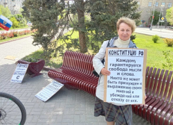 Активистку в десятый раз задержали на одиночном пикете с цитатами из Конституции 