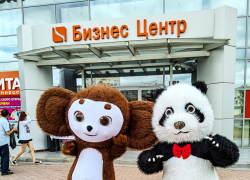 В Камышине у ТЦ в 3-м микрорайоне выпустили ростовых кукол зазывать покупателей