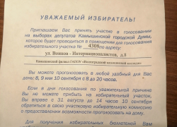 Камышане заинтересовались, почему приглашения на выборы депутатов городской думы они получают "безымянными"