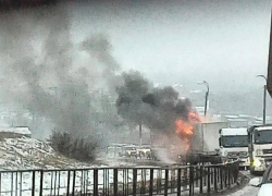 В МЧС заявили, что разбираются с вспыхнувшим на трассе у Камышина большегрузом