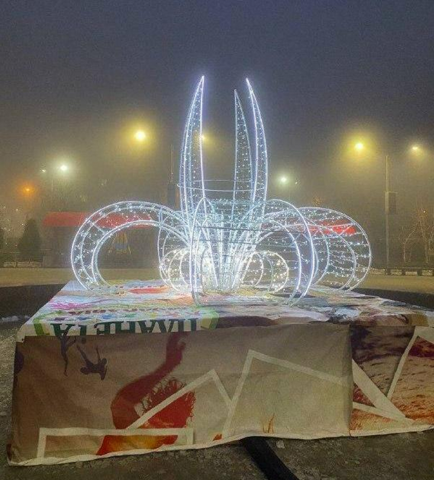 В Камышине в преддверии Нового года на улице Ленина установили и зажгли световую «лилию"