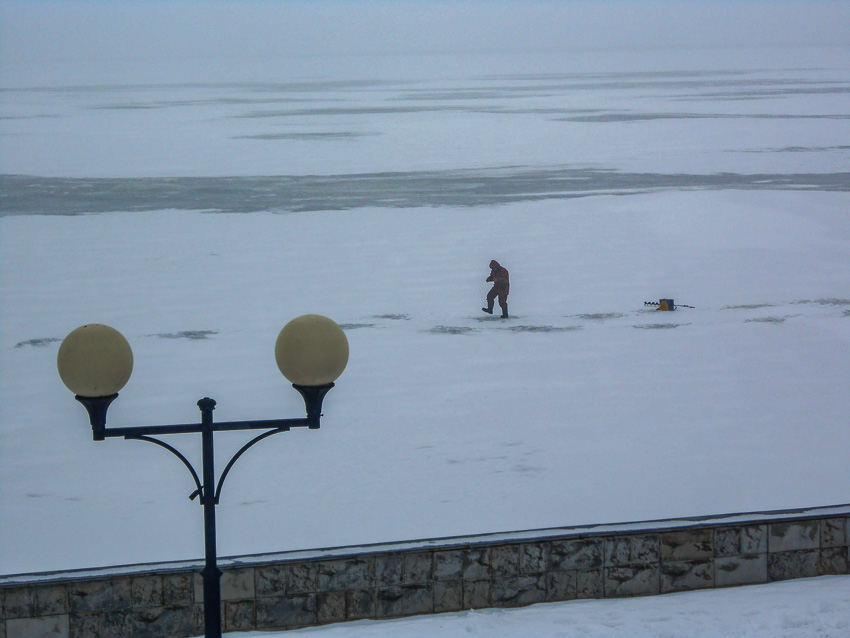 "Отважные» камышане ловят рыбу на Волге в 50 метрах от берега