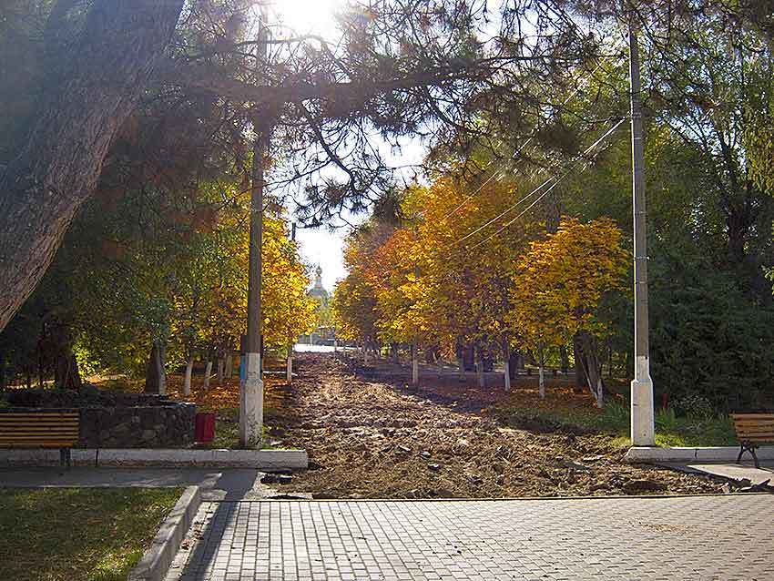 Зачем в парке Комсомольцев-добровольцев Камышина «перепахали»  центральную аллею