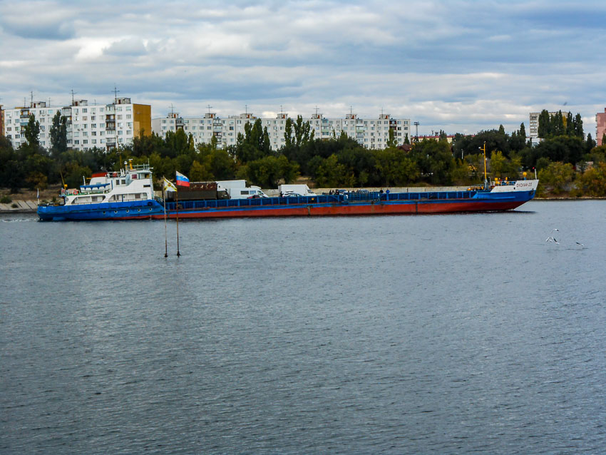 Путь в Камышин с воды обозначают российский триколор и флаг войск РХБЗ