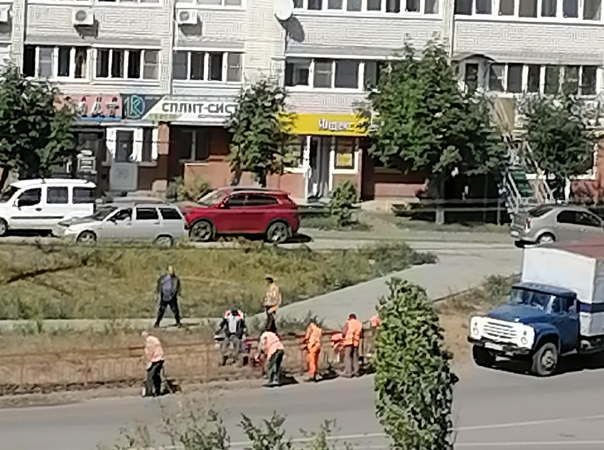 В Камышине «оранжевые жилеты» занялись покраской придорожных турникетов