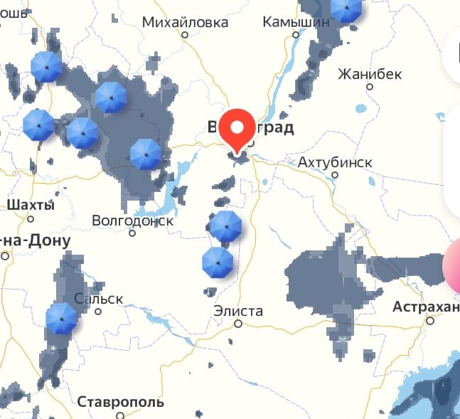 Карта дождя в волгограде на сегодня